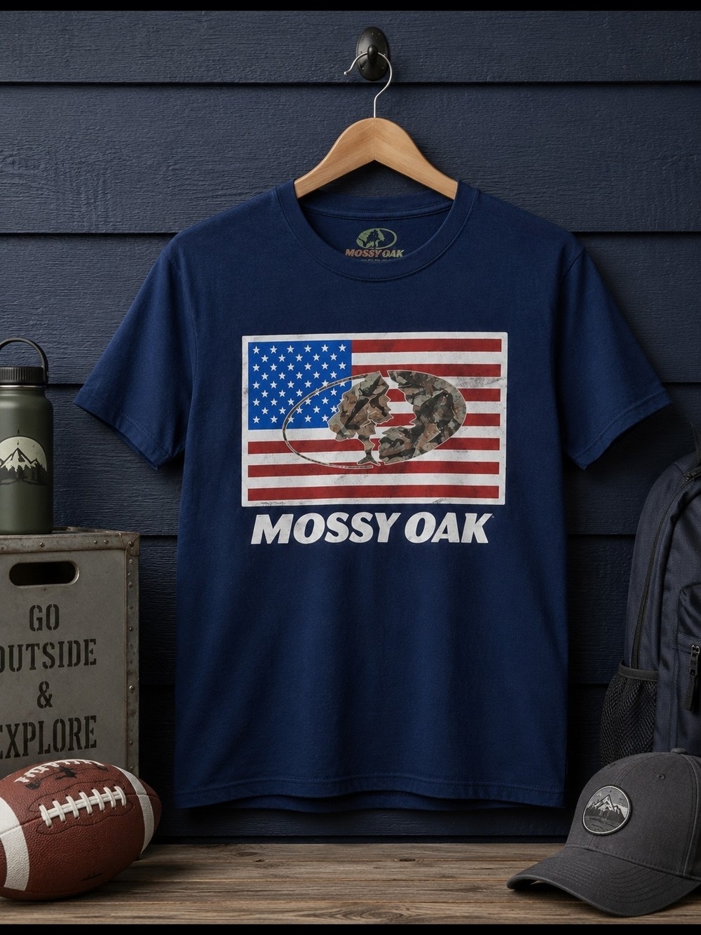 Mossy Oak Navy T-Shirt Red White Stripe